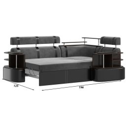 Диван угловой Карина (Каштан) Plush Grafit