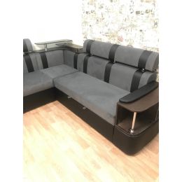 Диван угловой Карина (Каштан) Plush Grafit